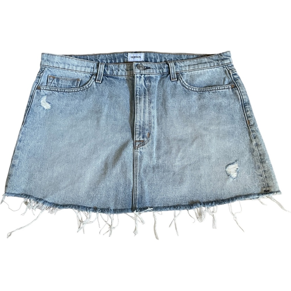 Hudson Vivid Denim Classic Light Wash Cutoff Mini Skirt Size 32